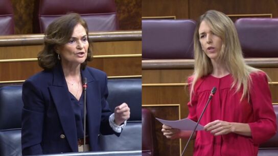 Carmen Calvo y Cayetana &Aacute;lvarez de Toledo durante la sesi&oacute;n de control