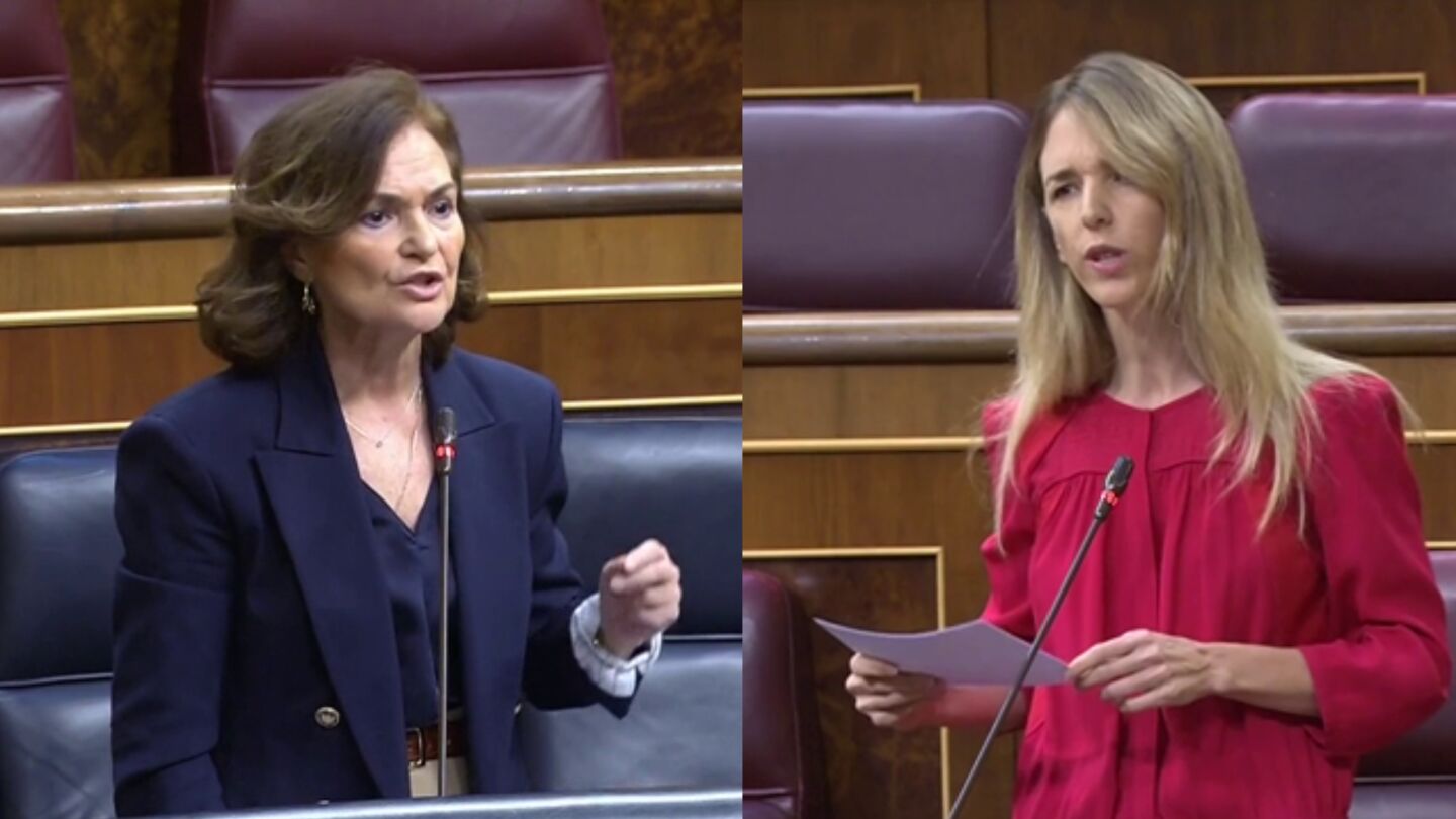 Carmen Calvo y Cayetana &Aacute;lvarez de Toledo durante la sesi&oacute;n de control