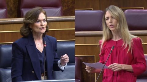 Carmen Calvo y Cayetana &Aacute;lvarez de Toledo durante la sesi&oacute;n de control