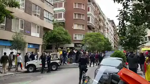 Los antidisturbios evitan el acercamiento de las personas en una nueva protesta en Núñez de Balboa Los antidisturbios evitan el acercamiento de las personas en una nueva protesta en Núñez de Balboa