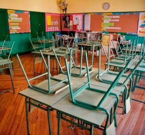 Aula desierta en un colegio público de Madrid Aula desierta en un colegio público de Madrid