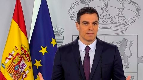 Pedro S&aacute;nchez, durante su comparecencia