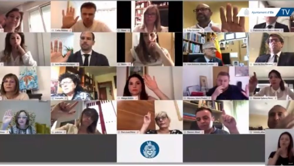 Votación telemática del pleno del Ayuntamiento de Elche del mes de mayo.
