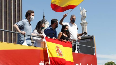 Momentos antes de la manifestaci&oacute;n en la plaza de Col&oacute;n de Madrid.