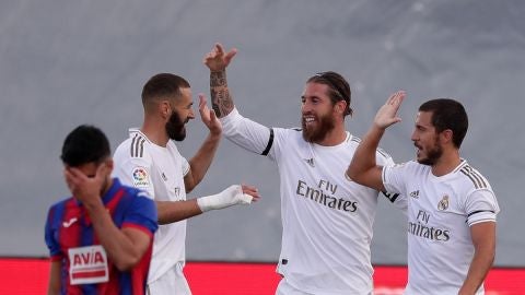Ramos, Hazard y Benzema celebran un gol