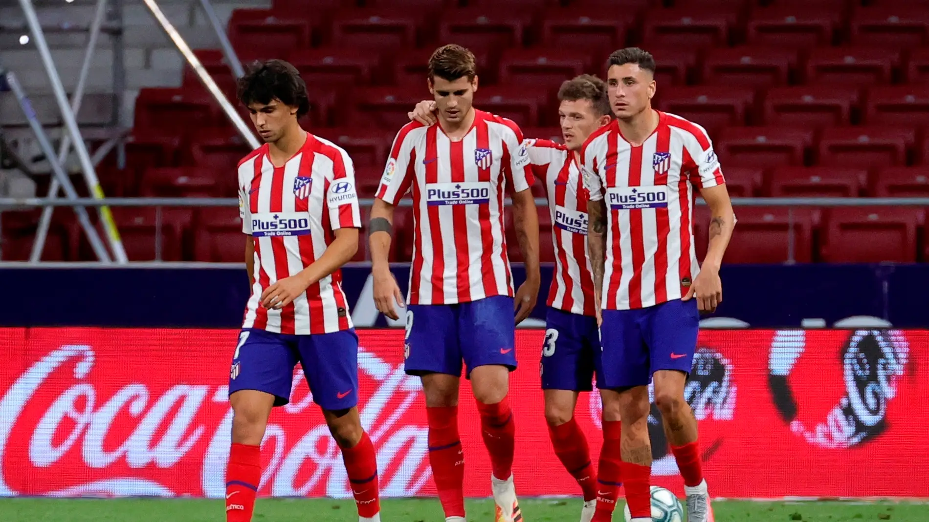 Los jugadores del Atlético celebran un gol ante el Mallorca