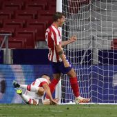 Morata celebra uno de sus goles con el Atlético.