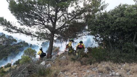 Un operativo de bomberos trabaja en las labores de extinci&oacute;n del incendio