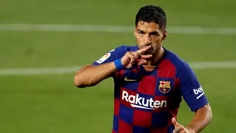 Luis Suárez celebra su gol con el Barcelona ante el Espanyol Luis Suárez celebra su gol con el Barcelona ante el Espanyol