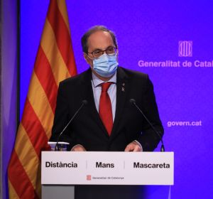 El president Torra compareixent des del Palau de la Generalitat El president Torra compareixent des del Palau de la Generalitat