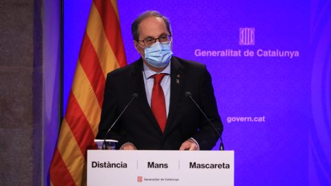 El president Torra compareixent des del Palau de la Generalitat