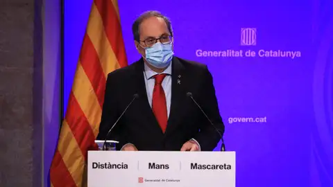 El president Torra compareixent des del Palau de la Generalitat El president Torra compareixent des del Palau de la Generalitat