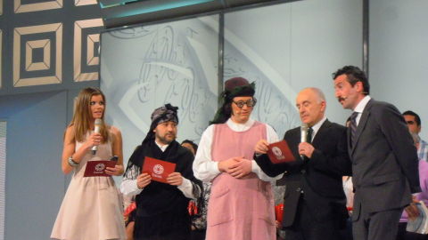 Laura Casares, Mucha e Nucha, Xos&eacute; Ram&oacute;n Gayoso e Luis Zahera na gravaci&oacute;n da 801&ordf; emisi&oacute;n de Luar