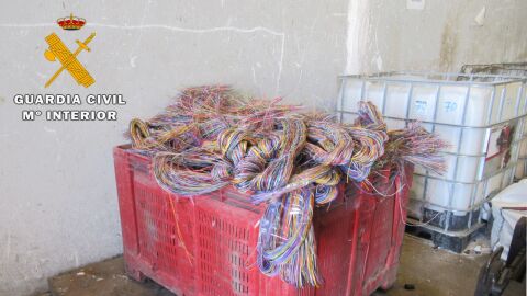 Cable robado recuperado por la Guardia Civil. 