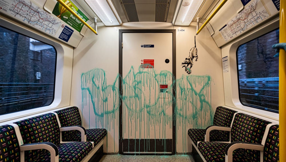 Grafitti pintado por Banksy en el metro de Londres