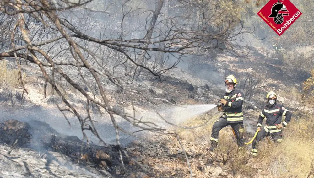 Bomberos en el incendio de Monóvar. Bomberos en el incendio de Monóvar.