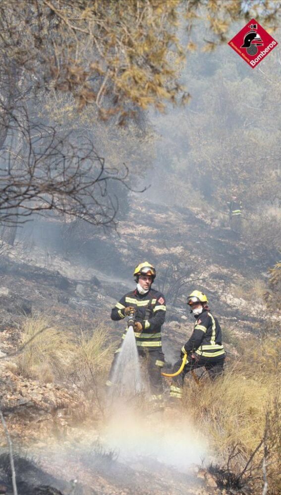 Bomberos en el incendio forestal de Monóvar. 