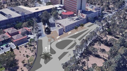 Simulaci&oacute;n intercambiador de transporte en el Hospital General Universitario de Elche.