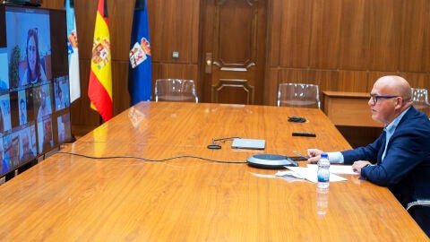 Manuel Baltar, na reuni&oacute;n telem&aacute;tica da Xunta de Goberno da Deputaci&oacute;n de Ourense