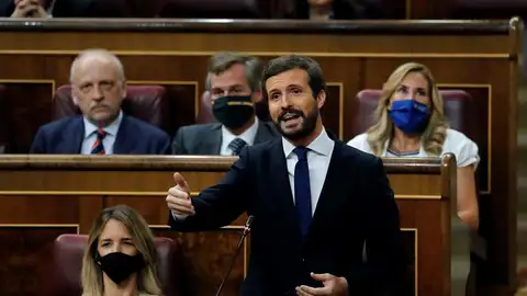 El líder del PP, Pablo Casado, en la sesión del pleno del Congreso de los Diputados El líder del PP, Pablo Casado, en la sesión del pleno del Congreso de los Diputados