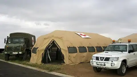 Modelo de tienda de campaña del Ejército del Aire Modelo que se instalará frente al Clínico.