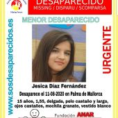 Jesica Díaz, menor desaparecida en Palma