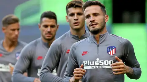 Saúl, Morata, Vitolo y Llorente, en un entrenamiento con el Atlético de Madrid. Saúl, Morata, Vitolo y Llorente, en un entrenamiento con el Atlético de Madrid.