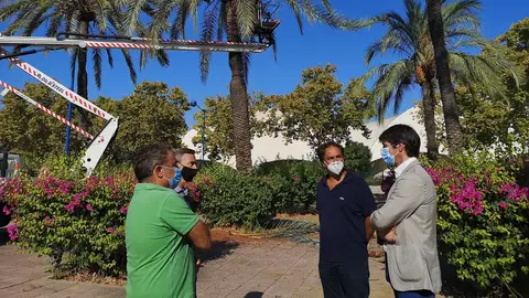 El delegado de Parques y Jardines, David Guevara, supervisando los trabajos en el arbolado El delegado de Parques y Jardines, David Guevara, supervisando los trabajos en el arbolado