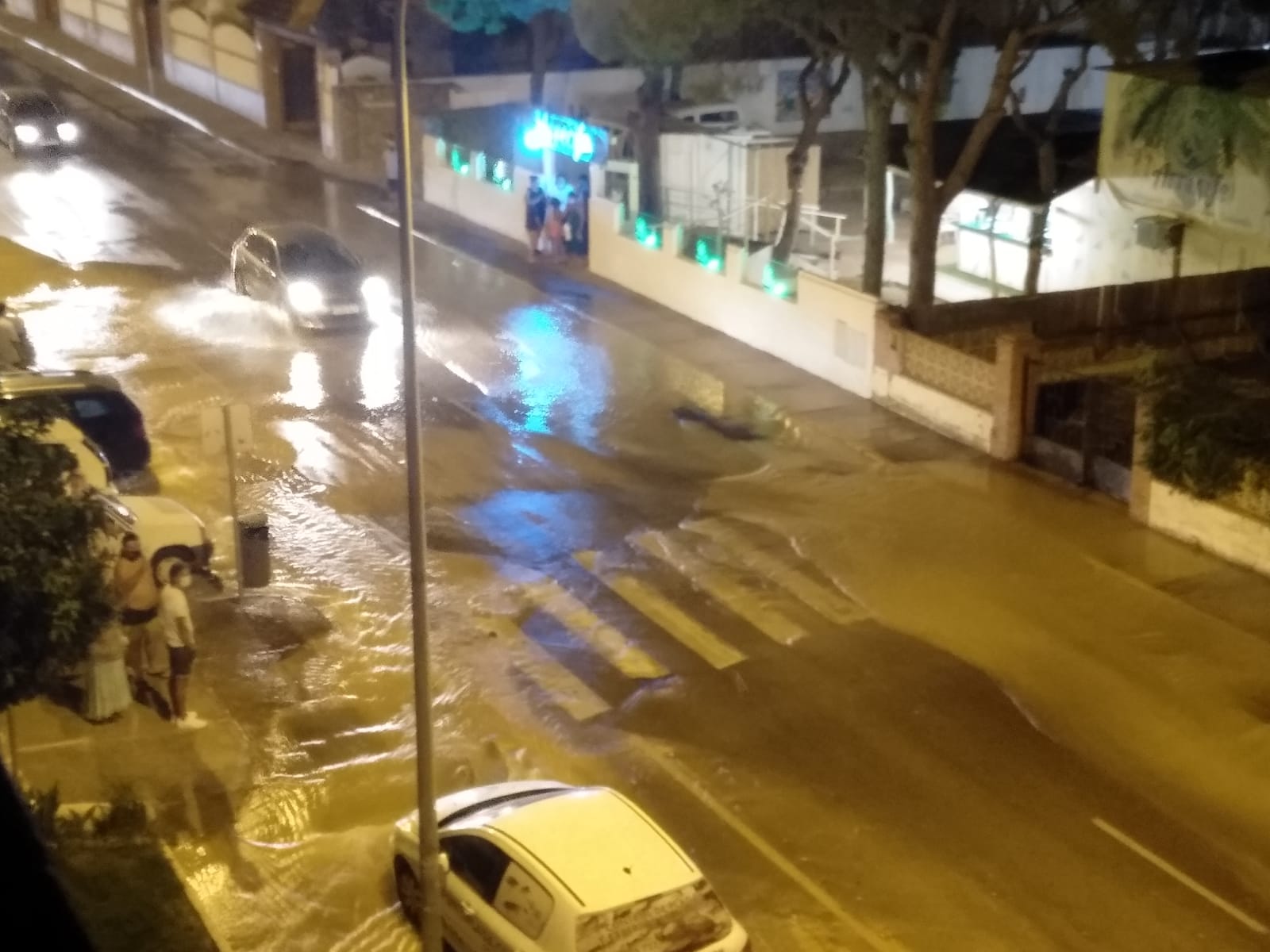 Una rotura de una tubería en la avenida de Los Pescadores inunda sotanos y parcelas Una rotura de una tubería en la avenida de Los Pescadores inunda sotanos y parcelas