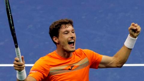 Pablo Carre&ntilde;o celebra su victoria ante Denis Shapovalov