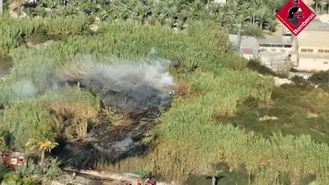 Incendio en la carretera de Matola, en Elche. Incendio en la carretera de Matola, en Elche.