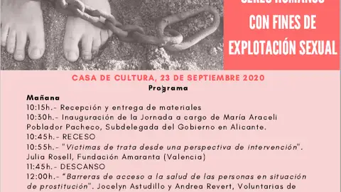 Jornadas en Alfaz del Pi I Jornada de Trata de Seres Humanos con fines de Explotación Sexual en L'Alfàs del Pi