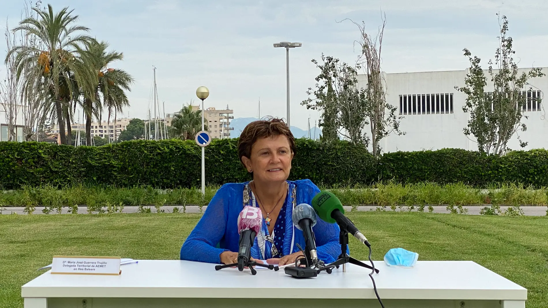 La delegada territorial de la AEMET Baleares, María José Guerrero, en una rueda de prensa