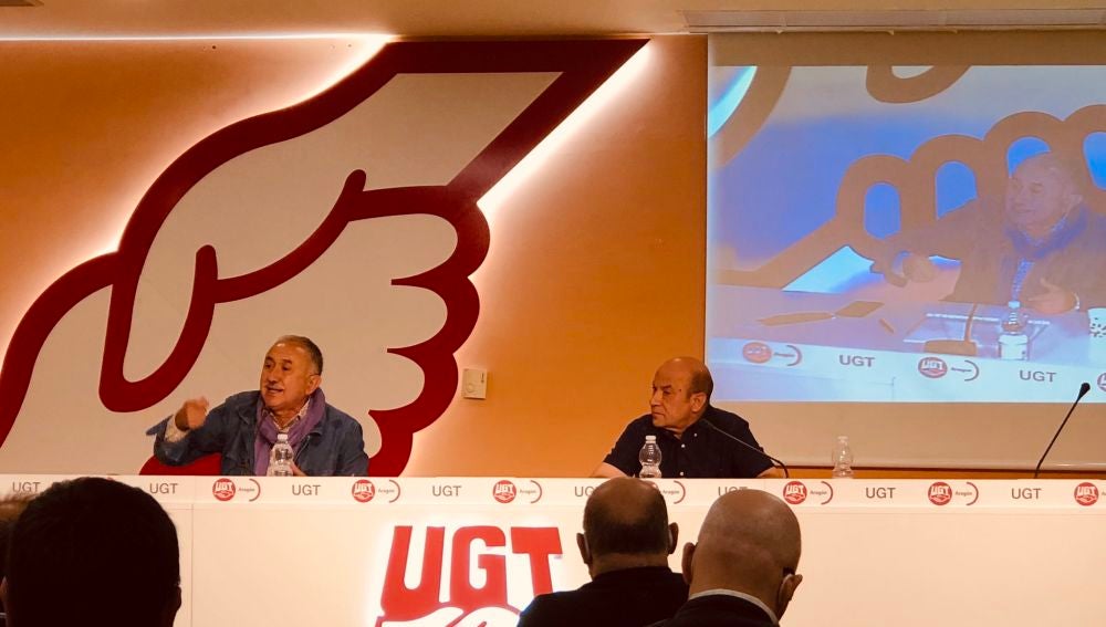 Pepe Alvarez Secretario General UGT y Daniel Alastuey Secretario General UGT Aragon 