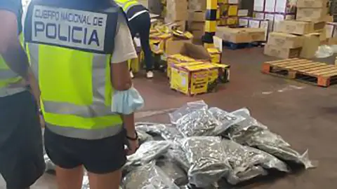 Momento de uno de los registros de la Policía Nacional Operación conjunta