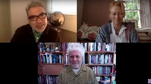 El director del Festival de Nueva York, Eugene Hernández, conversa con Pedro Almodóvar y Tilda Swinton sobre 'La voz humana' CINE
