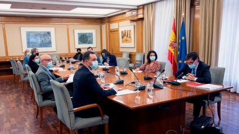 El ministro de Sanidad, Salvador Illa (d), preside la reuni&oacute;n del Consejo Interterritorial del Sistema Nacional de Salud