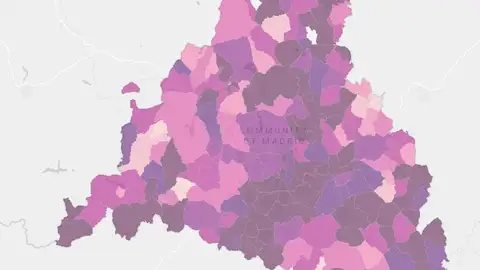Mapa Contagios Comunidad de Madrid Incidencia de contagios Covid-19 por municipios en la Comunidad de Madrid