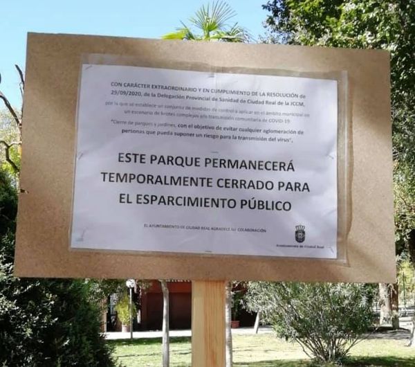 Ciudad Real cierra parques y jardines para evitar aglomeraciones de personas Ciudad Real cierra parques y jardines para evitar aglomeraciones de personas