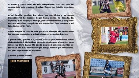 Igor Mart&iacute;nez deja el f&uacute;tbol