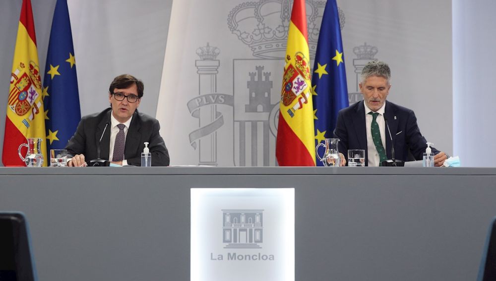 Los ministros Illa y Marlaska comparecen para explicar el estado de alarma en Madrid