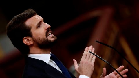 Pablo Casado durante su intervenci&oacute;n en el Congreso