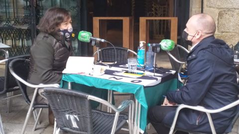 Telmo Ucha no caf&eacute; de redaccion de Onda Cero Ourense