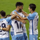 Un momento de la celebración del gol de Juande. Un momento de la celebración del gol de Juande.