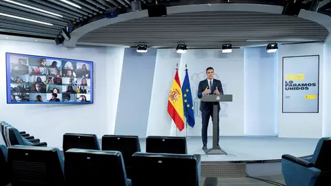 Imagen de Pedro Sánchez en rueda de prensa Imagen de Pedro Sánchez en rueda de prensa