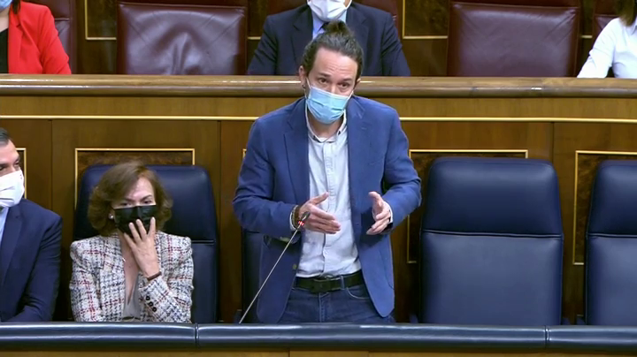 Iglesias, al PP: "Su discurso moderado ha durado menos que la mili de Abascal" Iglesias, al PP: "Su discurso moderado ha durado menos que la mili de Abascal"