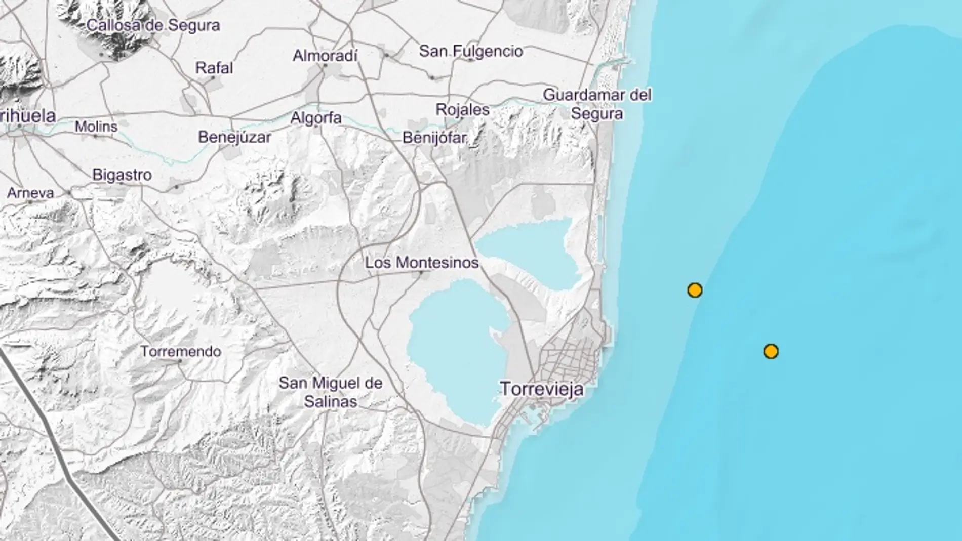 Localización de los dos terremotos