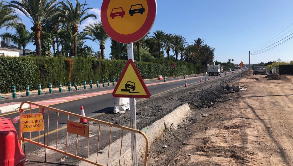 Obras de desdoblamiento de la carretera Elche-Santa Pola.