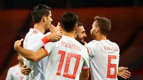 Los jugadores de la Selección española celebran un gol Los jugadores de la Selección española celebran un gol