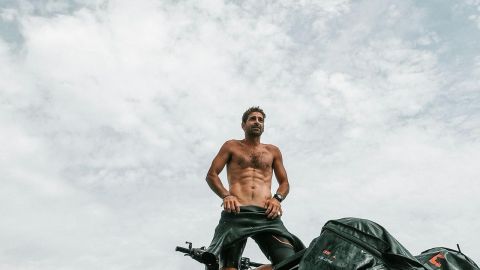 Lucas del Paso durant el seu trajecte per batre el r&egrave;cord Guinness